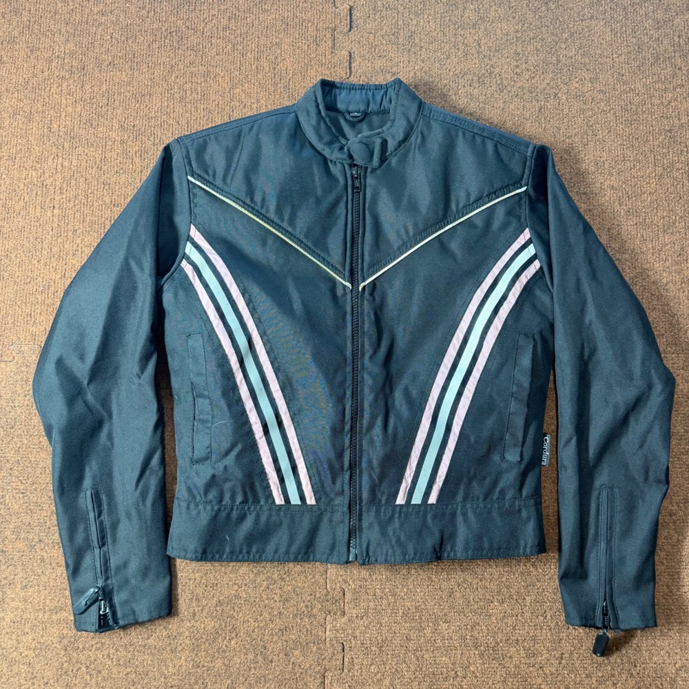 Nexgen Womens‎ Black Cordura Motorcycle Jacket Pink Blue Stripes Thinsulate S